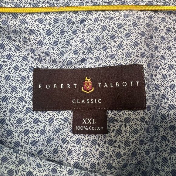 ROBERT TALBOTT Classic 100% Cotton Dress Shirt Size XXL Blue Pattern Button Up - Picture 3 of 8